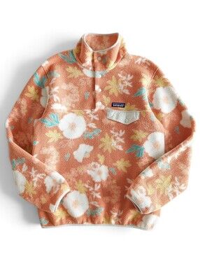 Patagonia Synchilla Women's S Fleece Sweater Pullover Orange Floral